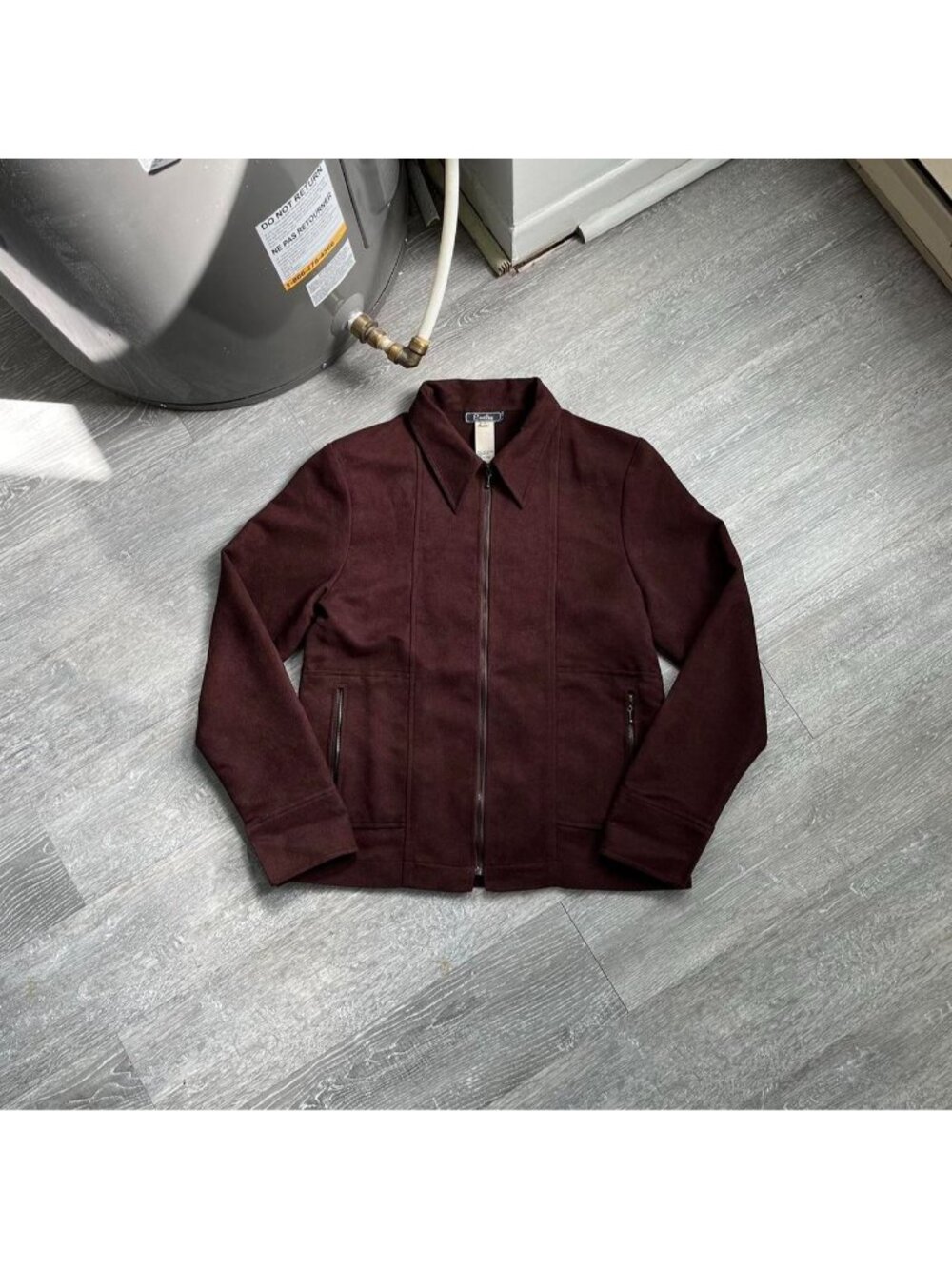 Brown Vintage “Emilie” Soft Suede Style Zip-Up Jacket